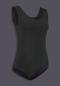 UNTAG corrective tucking swimsuit front view in black